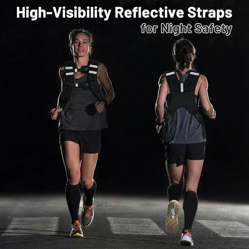 Weighted Vest for Fitness & Strength Training 8lb-16lb Adjustable Reflective