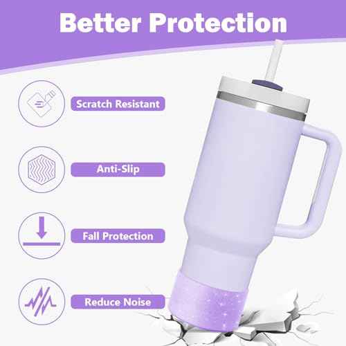 Glitter Bling Silicone Boot for Stanley Cup 20 oz 30 oz 40 oz, Protector Cover for Stanley Cup Bottom, Cup Accessories Straw Cover