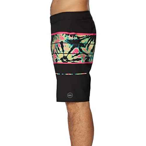 O'NEILL Men's 20 Inch Stripe Boardshorts - Water Resistant Swim Trunks for Men with Quick Dry Stretch Fabric and Pockets
