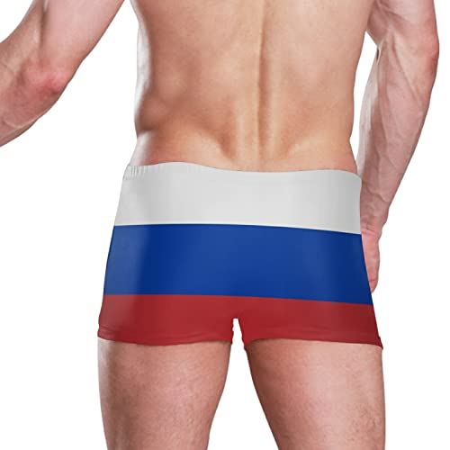 Mens Quick Dry American Flag Swim Boxer Briefs - Medium Short, Russian Flag Variation