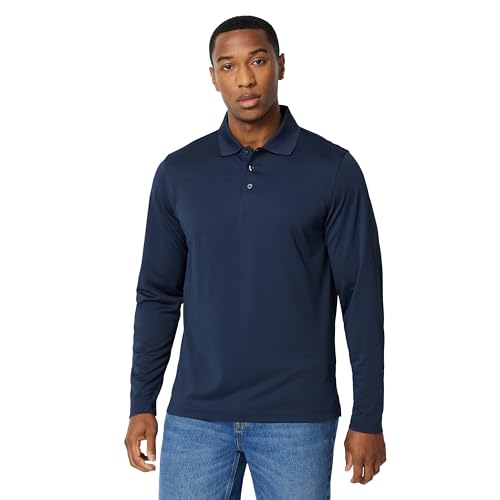 Men's Quick Dry Golf Polo Shirt - Regular Fit, Large, Dark Navy