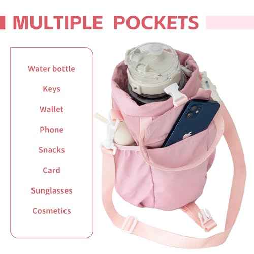 Water Bottle Holder with Strap Phone Pocket 32oz 40oz 64oz Tumbler Water Bottle Carrier Sling Bag Crossbody