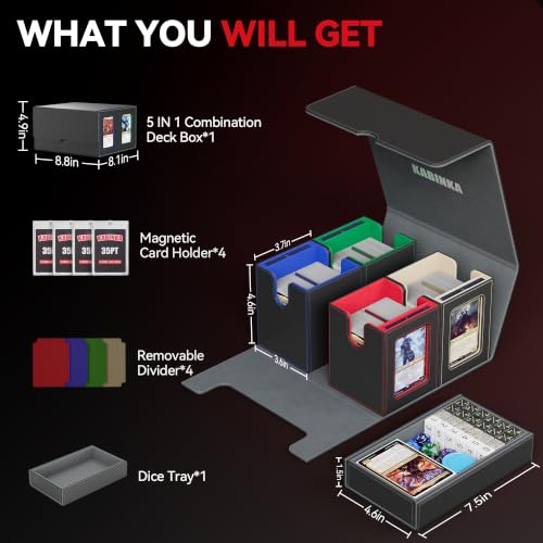 A3-Colorful 5-in-1 MTG Commander Deck Box Holds 400+ Double-Sleeved Cards