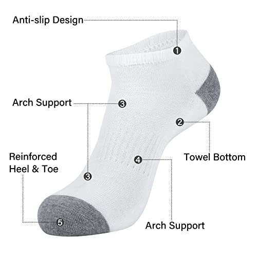 Men's Ankle Socks 8 Pairs Low Cut Short Socks Size 10-13 Black & White