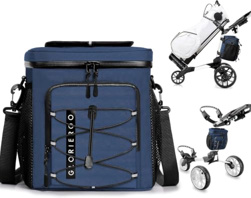 Insulated Golf Cart Cooler Bag Blue 12 Can Keep Drinks Cold & Leakproof