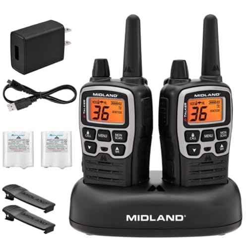 Midland¢ç T71VP3 X-TALKER Long Range Walkie Talkie - FRS Two-Way Radio for Camping Overlanding Rock Crawling - NOAA Weather Scan - 36 Channels and 121 Privacy Codes Black/Silver 2 Pack
