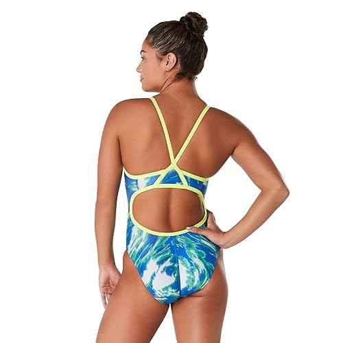 Speedo 800240942128 Cyclone Swirl Flyback 1Pc Team Royal Blue Bright Green 28