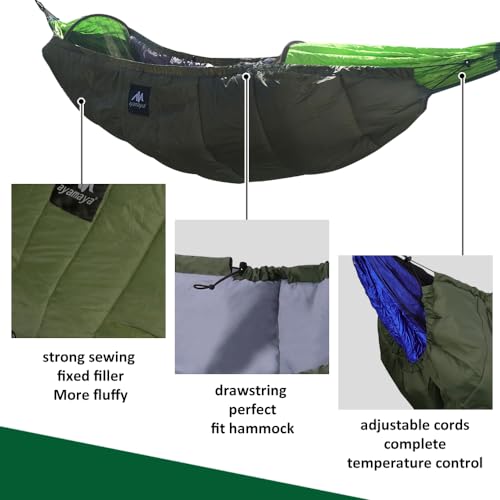 AYAMAYA Army Green 4-Season Camping Hammock Underquilt - 98x59 Inches
