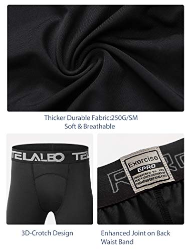 TELALEO Youth Compression Football Leggings - Large Black & White 2-Pack
