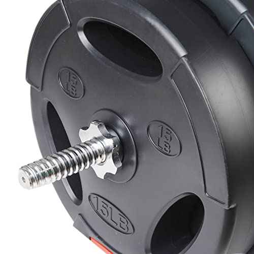 Fitvids Vinyl Standard 1-Inch Plate Weight Plate for Strength Training and Weightlifting, 80-Pound Set with Barbell