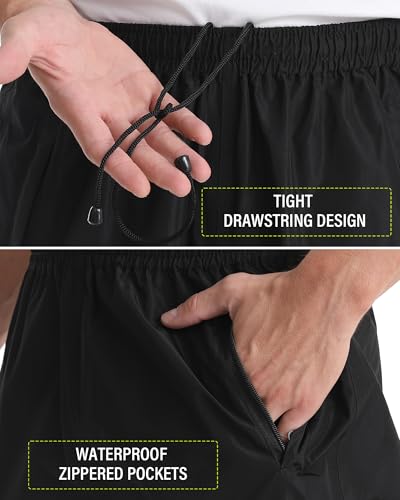 Men's Waterproof Rain Pants - Packable Windproof Lightweight Overpants, X-Small / 28" Inseam, Black