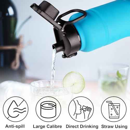 Auto Spout Lid for Bubba Trailblazer 24 32 40 oz Water Bottle, 2 Pack Lid Compatible with Bubba Flo Kids 16oz Wide Mouth Water Bottle, Portable Replacement Cap£¨2pcs£©