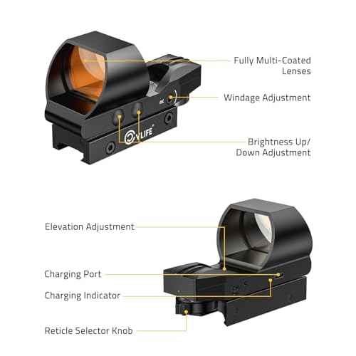 CVLIFE FoxSpook Rechargeable Reflex Sight, 1X28x40mm Red Dot Sight, 4 Adjustable Reticles Red Dot Optics for Picatinny Rail, Red Dot Scope, Paintball Sight Absolute Co-Witness