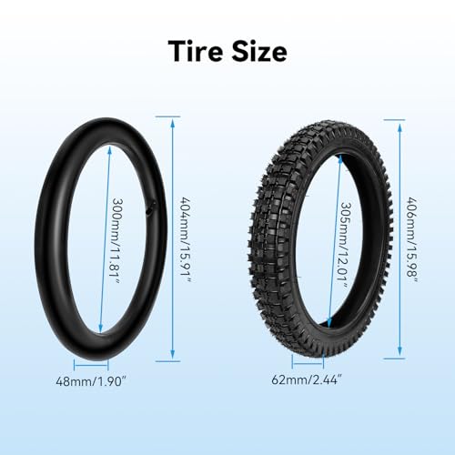 2 Pack 16x2.4 Dirt Bike Tire and Inner Tube Set for Razor MX650 MX500 SX500