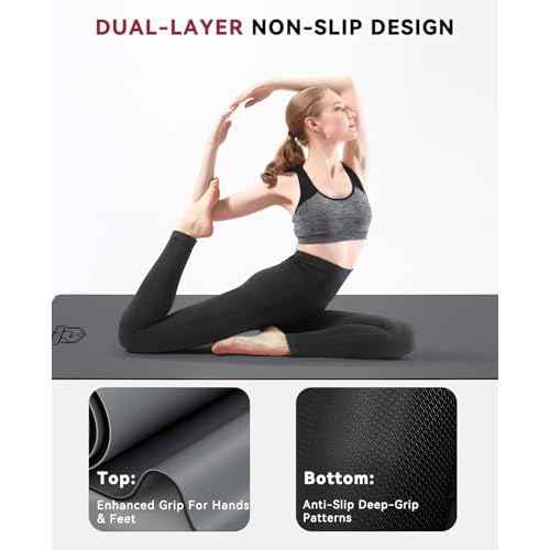 HAPBEAR Large Yoga Mat 72"x30" - 5mm Thick PU Top & Rubber Bottom - Non-Slip Wide Exercise Mat with Dual Layers - High Shock Absorption for Professional Yogis & Home Workouts - Bonus Oxford Bag Included