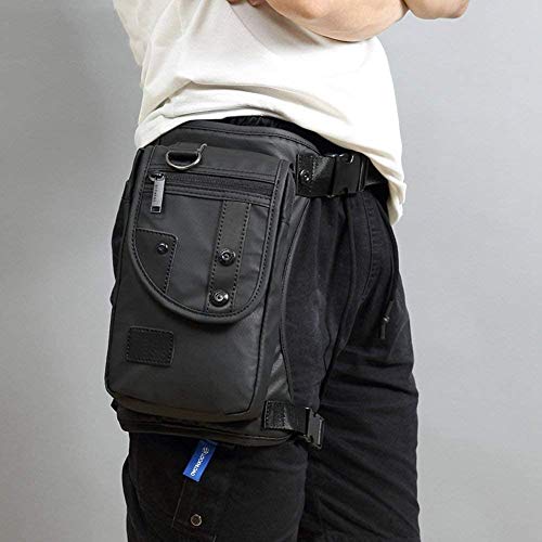 Oxford Hiking Waist Pack Thigh Fanny Bag for Men Women Black 4