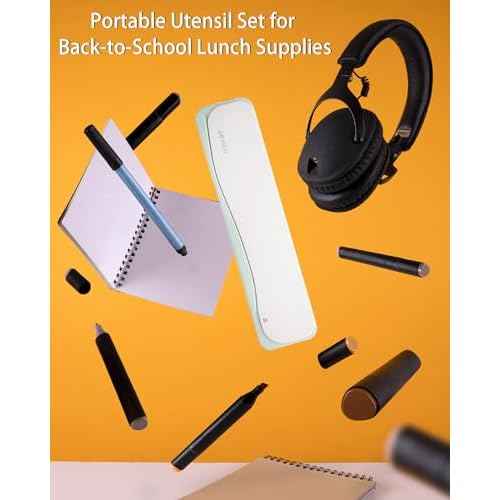 DEVICO Travel Utensils With Case, 18/8 Stainless Steel Camping Utensils, Reusable Portable Silverware Cutlery Set For Lunch Box, Include Fork Spoon Chopsticks