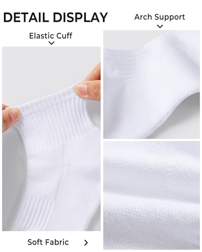 Kids Athletic Cushioned Ankle Socks - 7-10 Years, White - Pack of 6 Pairs