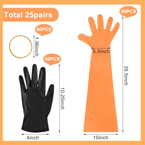 Disposable Hunting Gloves Set with Long Arm and Nitrile Gloves - 50 Pairs