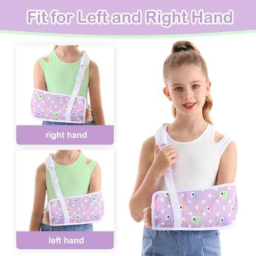 Kids Arm Sling for Broken Arm Torn Rotator Cuff Shoulder Elbow Wrist injury Printed Pediatric Child Toddler Brace Support for Children Girls with Lovely Bear (Small)