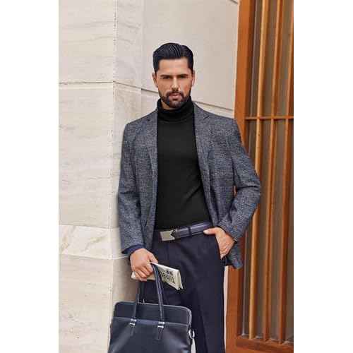Ekouaer Mens Turtleneck Shirts Ribbed Lightweight Sweater Long Sleeve Casual Pullover Thermal Undershirts S-XXL