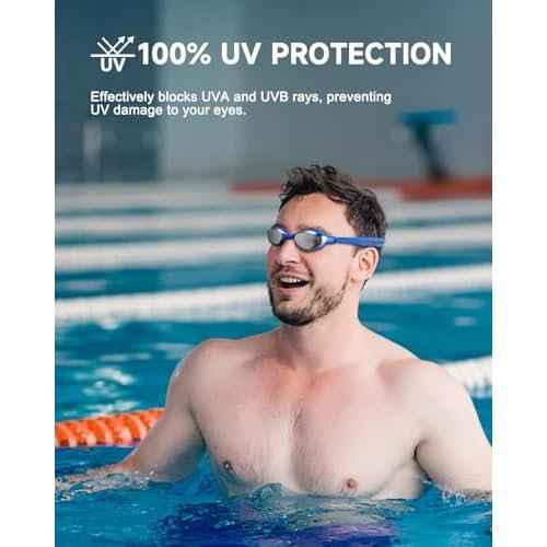 Aegend Adult Swim Goggles,Anti-Fog Mirrored Swimming Goggles for Competition,No Leak,UV Protection,Adjustable Comfortable Fit