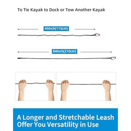 OCEANBROAD Kayak Paddle Leash Stretchable Strap Lanyard Rope for SUP Kayaking Boating Canoeing Fishing Pole Rod 4-7 Feet