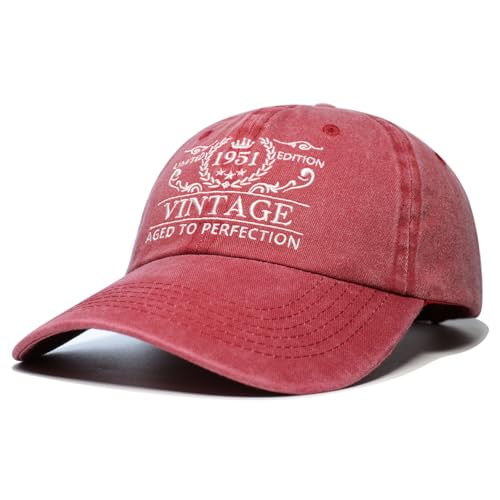 Happy 75th Birthday Hat for Men Women Red 1951 Celebration Gift