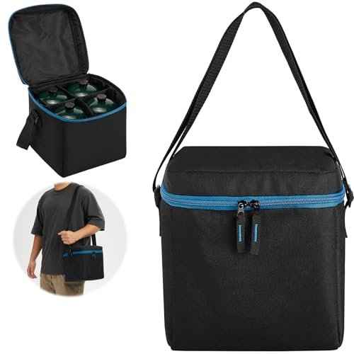 1 LB Propane Tank Storage Bag with Padding, Mini Propane Cylinder Carry Case to Hold 4 Pcs Small Gas Tank, Portable 16 OZ Gas Cylinder Holder with Strap, Bag Only