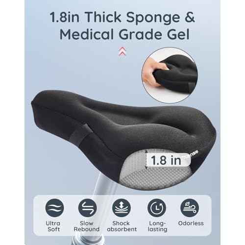 Bike Seat Cushion, Comfort Bike Seat Cover for Men Women, Exercise Bicycle Seat Cushion Padded Cover Compatible with Peloton, Mountain Stationary Bikes