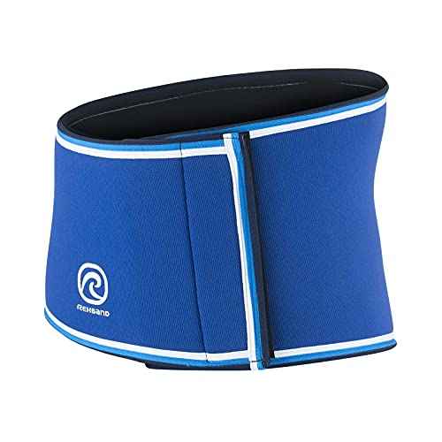 Rehband Rx Original Back Support, back compression 7mm neoprene, strong support and high stability for lower back, weightlifting fitness support, Colour:Blue, Size:X-Large