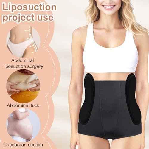 2pcs Abdominal Side Compression Boards, 11.81x5.51x0.47in Sponge Material Lipo Foam Lateral Protectors for Post Surgery Recovery Waist Filling Skin Anti-Sagging(Black)