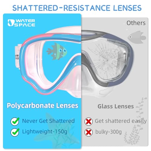Kids Swim Goggles with Nose Cover - Anti-Shatter, No-Leak, 3-15 Years, Pink & Blue 2-Pack