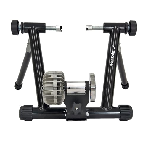 Sportneer Fluid Indoor Bike Trainer Stand - Indoor Riding Cycling Exercise Stationary Bicycle Stands Trainers with Noise Reduction Wheel for Road Bike Black 21.3 x 7.9 x 25.2"