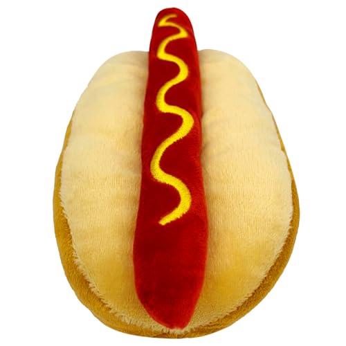 MLB Boston Red Sox Plush Hot-Dog Dog Toy with Squeakers - Stadium Team Logo