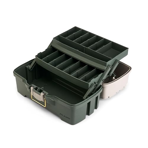 Plano Two-Tray Tackle Box - Green/Tan Portable Fishing Gear Organizer - Two-Tray