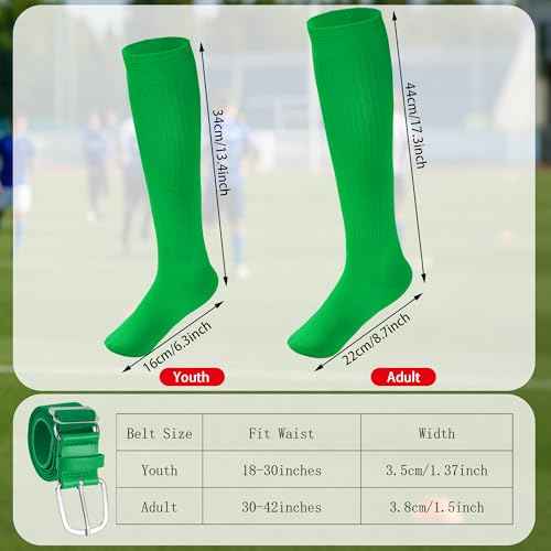 Dxhycc Baseball Socks and Belt Combo Set Adjustable Softball Baseball Socks and Elastic Waist Belt for Youth Adult