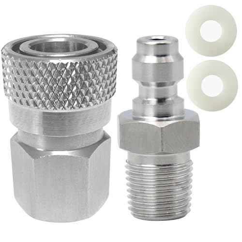 1/8 NPT Female Connector and 8mm Male Plug Fill Nipple Quick-Disconnect Set, Stainless Steel Remote Line Male & Female Set for PCP Foster Paintball Airsoft Air Gun Tool