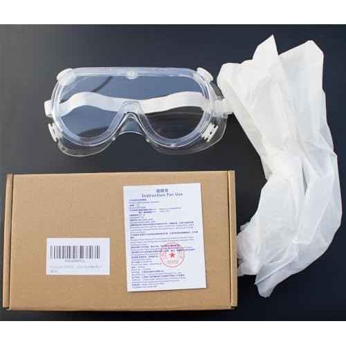 3 Pack Safety Goggles Protective Adjustable Goggles Over Glasses Splash Eye Protection Adjustable For Lab Construction Worker Onion Cutting Clear Lens Eyewear White