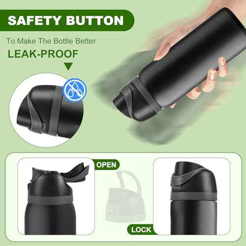 Replacement Cap for Owala Freesip Bottle, Replacement Accessories for Owala Free Sip, One Button Water Bottle Top Lid Compatible with Owa la Cup 16oz 24oz 32oz 40oz, BPA-Free, No Water Leakage, Black
