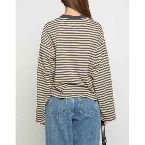 Women Y2k Long Sleeve Fairy Grunge Striped Baggy Tees Shirts 2000s Emo Aesthetic Sweater Crop Tops Streetwear