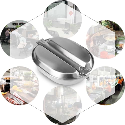 Goetland Stainless Steel US Military Mess Kit Plate Set with No Utensils for Camping Hiking Picnic