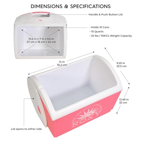 Roxy 10 Qt Portable Insulated Cooler Box - Pink Beach & Picnic Cooler