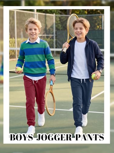 Resinta 5 Pack Toddler Boys Sweatpants Athletic Joggers Cotton Pants 7-8 Years - Black, Grey, Navy, Burgundy