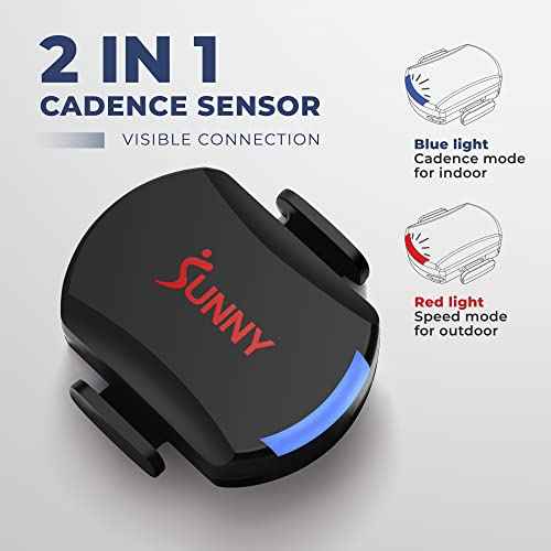 Sunny Health & Fitness Exercise Cycling 2-in-1 Cadence/RPM + Speed Sensor for Indoor or Outdoor Bikes with Free SunnyFit App Enhanced Bluetooth Connectivity - CB110
