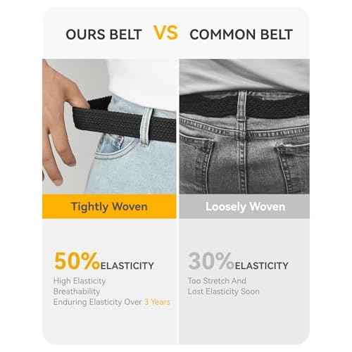 CHAOREN Mens Belt - Braided Stretch Golf Belt for Men 1 3/8"- Gift for Golf Pants Casual Shorts Jeans