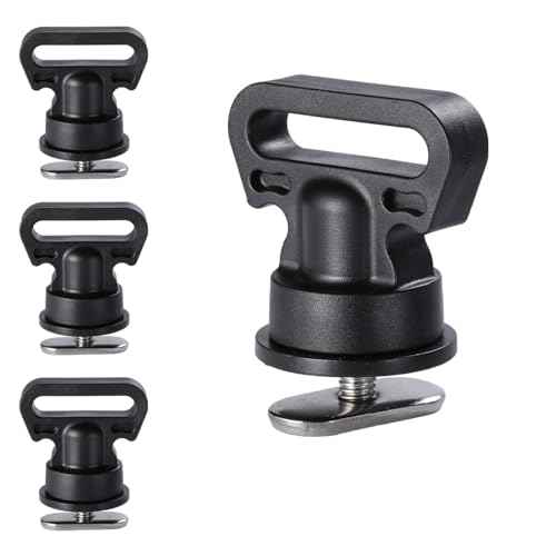 Kayak Track Mount Tie Downs, Track Mount Vertical Tie Down Points for Kayak Cart, Cooler, Battery Box, Fishing Crate and Other Kayak Accessories, 4 Pack
