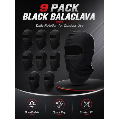 Men's Satinior 9-Pack Winter Balaclava Ski Masks - Black