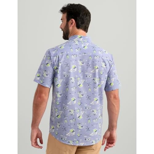 HUK Mens H1500212 Athletic-button-down-shirts, Lightning Sky Space Palm, XL US