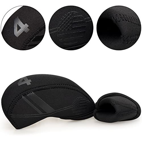 Golf Iron Head Covers 10Pcs Neoprene Club Protector Multi Color Black US Flag Variation
